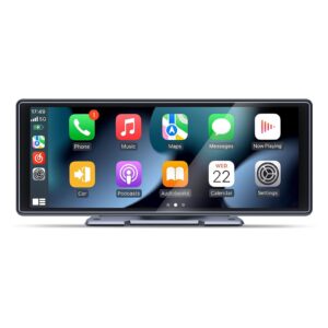 10.3 Inch Portable Carplay Screen for Car with Wireless Carplay and Android Auto,IPS Touch Screen Portable Car Stereo with Bluetooth, Mirror Link, GPS Navigation