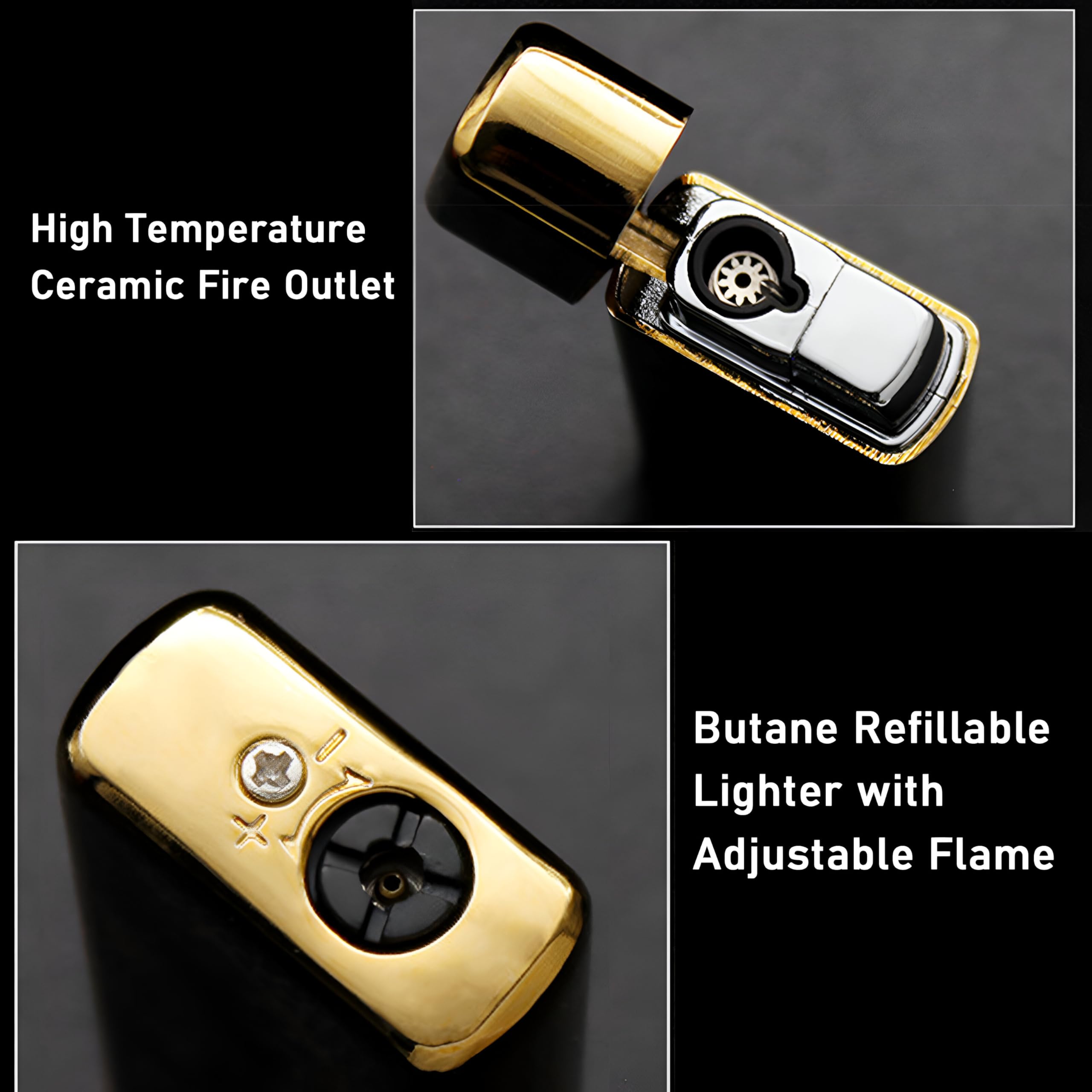 Torch Lighter, 2 Pack Jet Flame Dragon Design Butane Lighters, Refillable Jet Torch Lighter with Adjustment Tool, Portable Adjustable Jet Flame Lighter for Indoor,Outdoor,Family Use(without Butane)