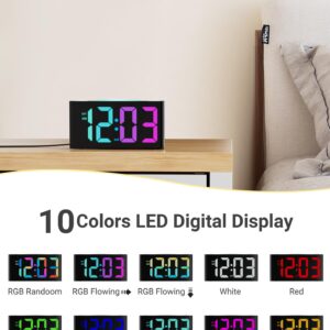 ROCAM Alarm Clocks for Bedrooms Kids Seniors Digital Loud Alarm Clock with Large Display Bold Numbers, Simple Led Alarm Clock with Night Light, USB Ports, 0-100% Dimmer