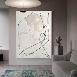 Oil Paintings,Modern Art Hand Painted Wall Painting,Minimalism Black White Lines Abstract Paintings Frameless Hand Painted Oil Paintings On Canvas Wall Art For Living Room Bedroom Office Home Decor,6