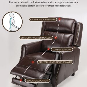 Genuine Leather Recliner Chair, Lounge Chair Built-in High Elastic Sponge, Power Recliner Chair for Living Room, Home Theater, Bedroom, Office - Dark Brown