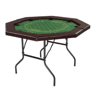 pexmor foldable poker table, 8 player octagonal folding texas holdem blackjack table w/casino-grade felt, water-resistant cushioned rail, 8 cup holders, portable collapsible legs casino game table