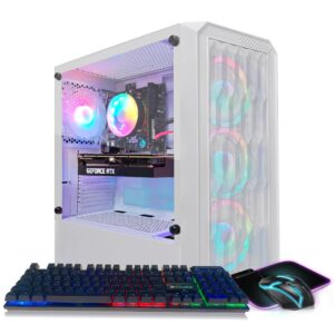 stgaubron gaming desktop pc, intel core i7-6700 up to 4.0g, 32g ddr4, 1t ssd, geforce rtx 3060 ti 8g gddr6, 600m wifi, bt 5.0, rgb fan x 4, rgb keyboard & mouse & mouse pad, rgb bt sound bar, w10h64