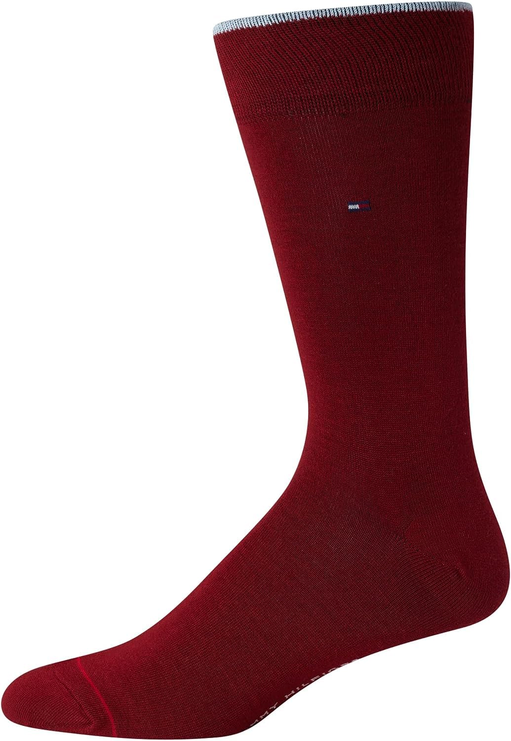 Tommy Hilfiger Men's Dress Socks - Classic Comfort Crew Sock (10 Pack), Size 7-12, Burgundy Assorted