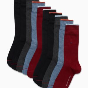 Tommy Hilfiger Men's Dress Socks - Classic Comfort Crew Sock (10 Pack), Size 7-12, Burgundy Assorted