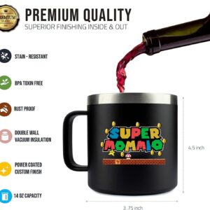 YACO STORE 14oz Mug- Super Mommio | Gifts for Mom for Christmas Mom Birthday Gift - Mom Gifts from Daughter Son - Birthday Gifts for Mom - Mom To Be Gifts - Best Mom Ever Gifts -New Mom Gifts