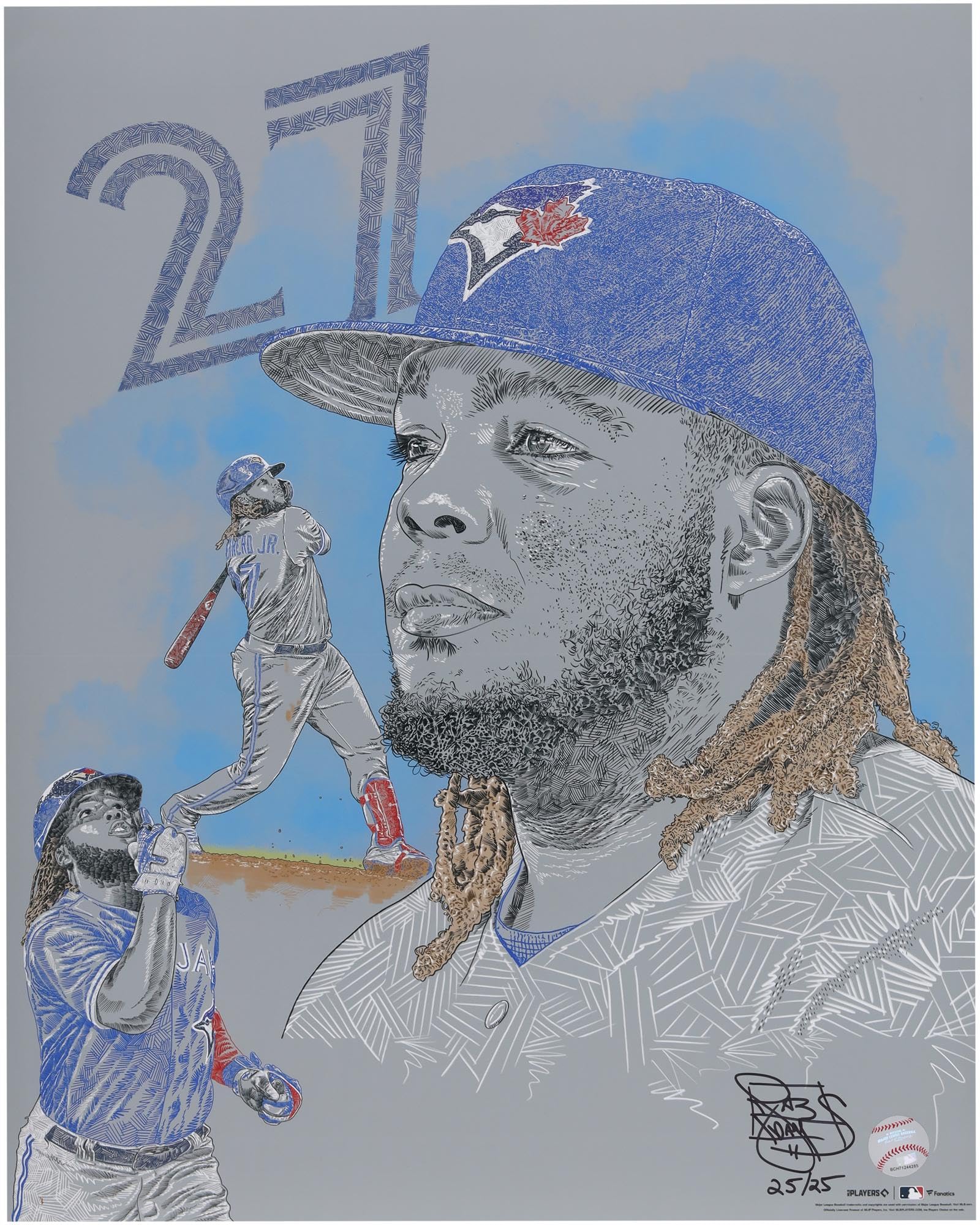 Vladimir Guerrero Jr. Toronto Jays 16" x 20" Photo Print - Designed and Signed by Artist Maz Adams - Limited Edition of 25 - Autographed MLB Photos