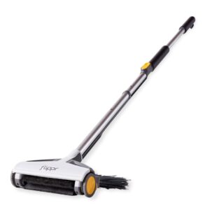 flippr sweeper broom with integrated dustpan – flip between broom and sweeper – one convenient tool for quick cleanups - no bending down, lightweight, no noise