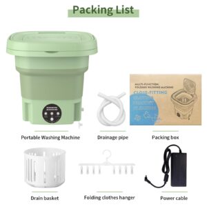 Portable Washing Machine,8L Foldable Mini Washing Machine,FOVXYVO Portable Washer for Underwear,Socks,Baby Clothes,Towels,Pet Items,Apartment,Hotel,RV,Home,Dormitory,Camping,Sickroom,Green