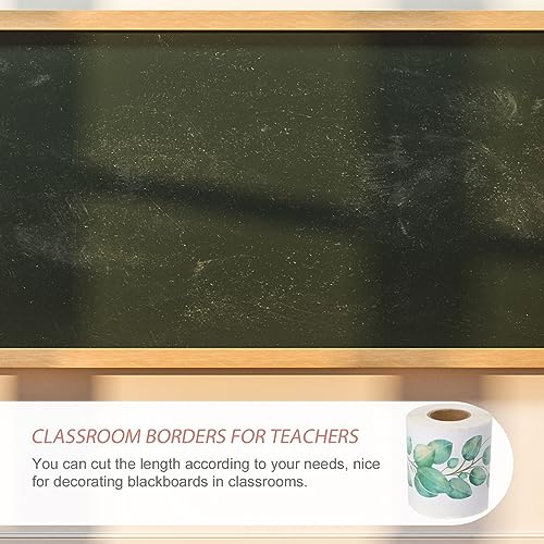 Ciieeo 4 Rolls Teacher Desk Decor Bulletin Board Scalloped Border Trims Die-Cut Border Trim Classroom Borders Trim Eucalyptus Border Paper Eucalyptus Leaves Copper Plate Stickers Sector