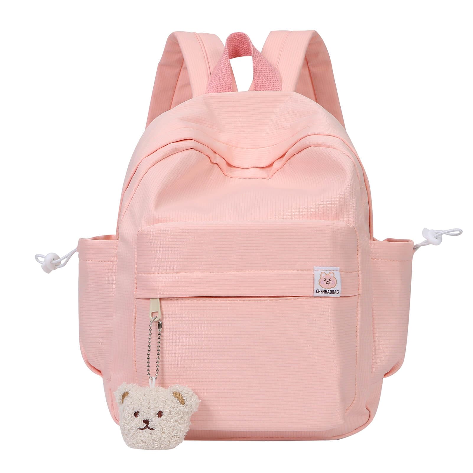 Phaoullzon Girls Mini Backpack Purse for Teens Kids Small Aesthetic Backpacks with Bear Pendant, Pink