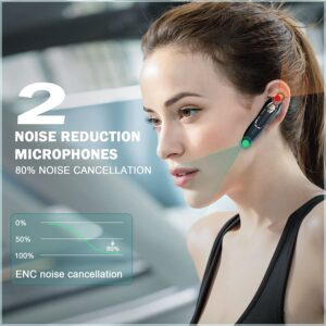 Sellwell Bluetooth Earpiece, 30H Talking Time Wireless Headset, ENC Noise Canceling with Mic Hands-Free Bluetooth Headset, Call Reminder Function for Driving/Business/Office/Conference Phone, Gold