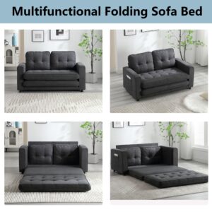 UFINEGO Folding Sleeper Sofa Bed with Cup Holder, Loveseat Pull-Out Sofa Bed with Side Pocket, Sleeper Sofa Couch Futon Convertible Guest Beds