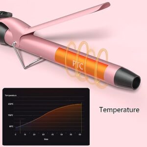 1 1/4 inch Curling Iron with Ceramic Coating, Long Barrel Curling Iron with LCD Display, Wand Curler with Protective Glove & 2 Clips