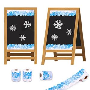 GLKTOPO 68 Ft Winter Bulletin Board Border Christmas Decoration Borders Sticker Snowflake Snowman Wave Trim Border Self-Adhesive Blackboard Photo Wall Stickers for School Classroom Party (C-style)