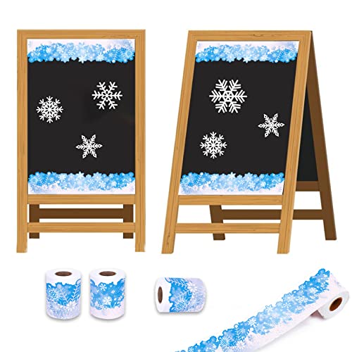 GLKTOPO 68 Ft Winter Bulletin Board Border Christmas Decoration Borders Sticker Snowflake Snowman Wave Trim Border Self-Adhesive Blackboard Photo Wall Stickers for School Classroom Party (C-style)