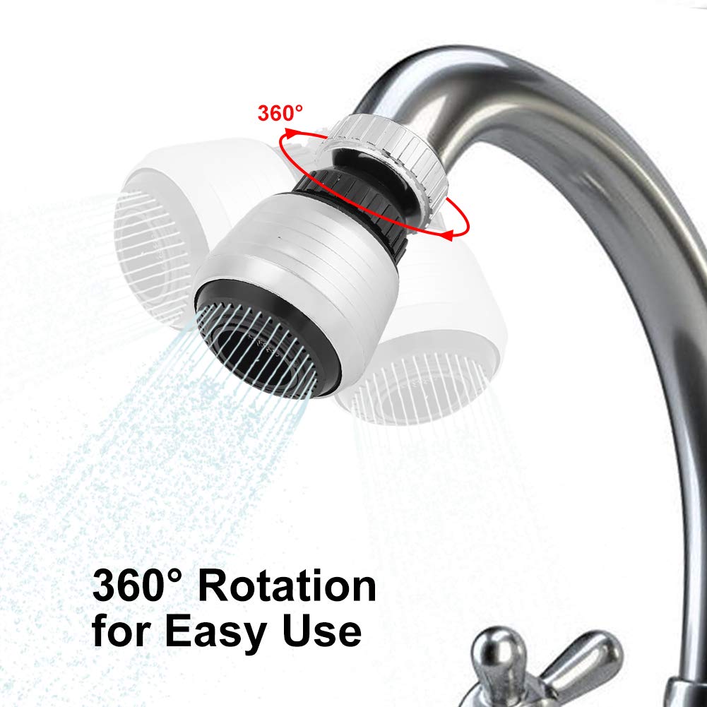 360° Adjustable Faucet Bubbler Water Filter Pressurized Water Saving Faucet Aerator 2 Modes Tap Aerator Filter Faucet Sprayer Attachment for Kitchen and Bathroom(1 pack)