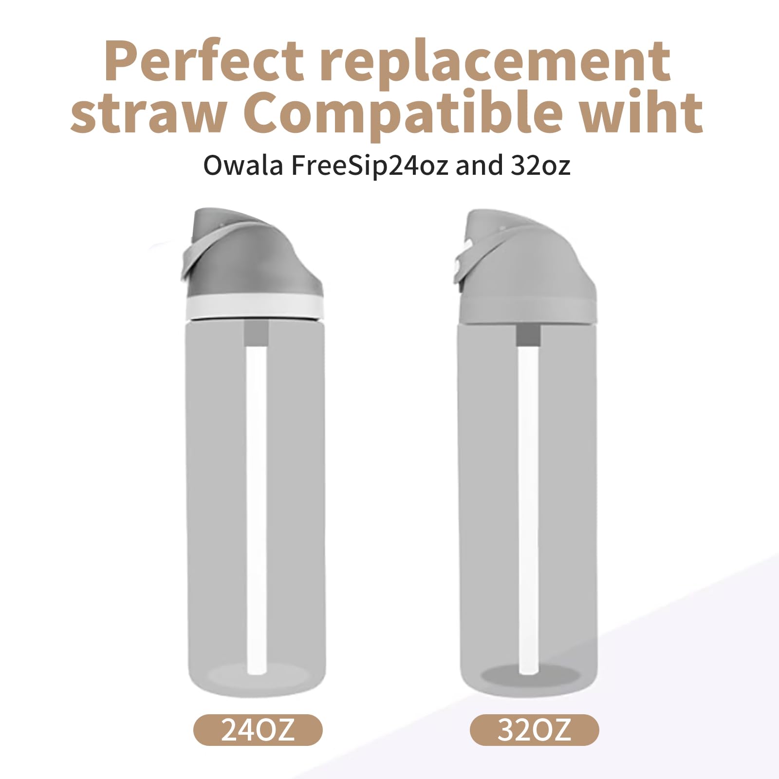 Replacement Straws for Owala FreeSip 24/32 oz HurOutd 6pcs Reusable Plastic Straws with Cleaning Brush for Owala Flip Insulated Stainless Steel Water Bottle