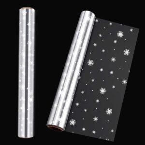 choisyin christmas cellophane wrap roll,clear wrapping paper snowflake plastic paper wrapper large transparent wrapping paper wrap film for gift basket flower food christmas decoration 16 inch x100 ft