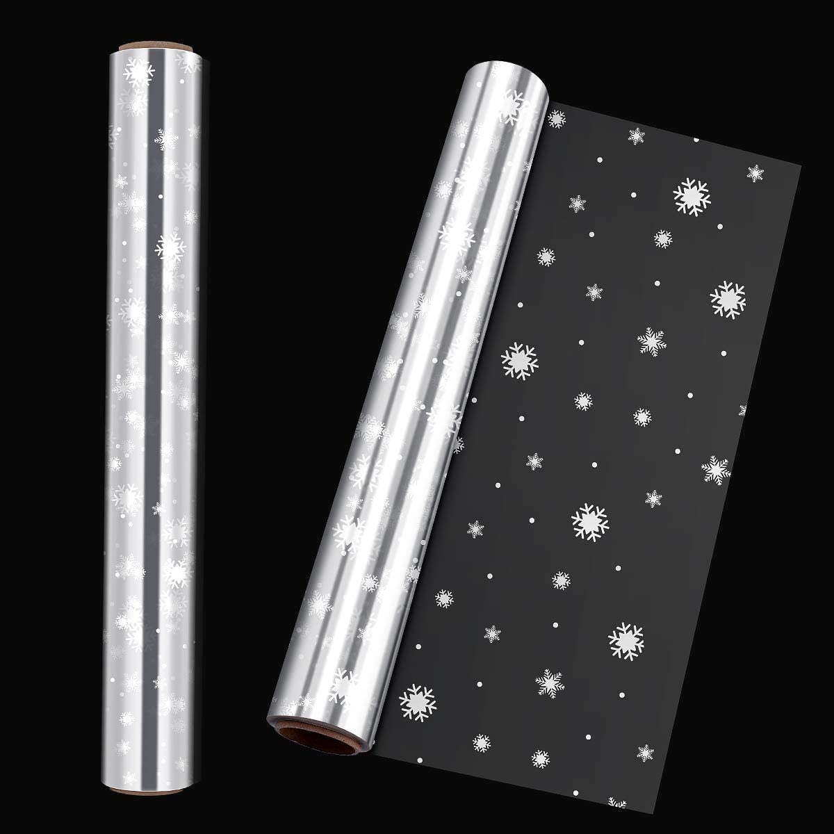 Choisyin Christmas Cellophane Wrap Roll,Clear Wrapping Paper Snowflake Plastic Paper Wrapper Large Transparent Wrapping Paper Wrap Film for Gift Basket Flower Food Christmas Decoration 16 inch x100 Ft