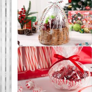 Choisyin Christmas Cellophane Wrap Roll,Clear Wrapping Paper Snowflake Plastic Paper Wrapper Large Transparent Wrapping Paper Wrap Film for Gift Basket Flower Food Christmas Decoration 16 inch x100 Ft