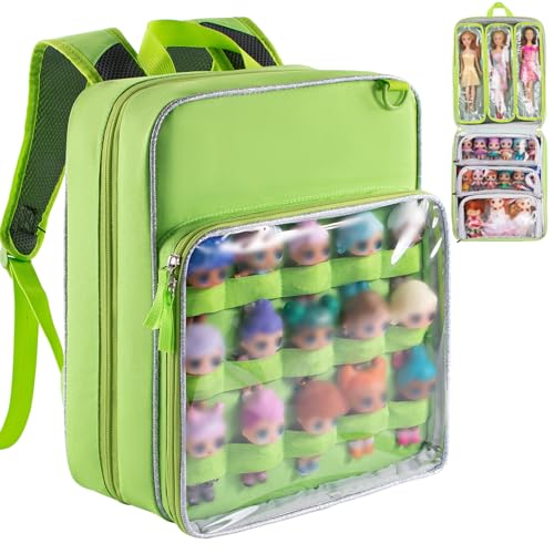 SFYBYHEART Doll Backpack - Doll Storage Organizer - Carrying Case Compatible with LOL Surprise Doll - Doll Organizer Storage Bag for LOL Dolls and Accessories with 6 Clear Window Pockets (Bag Only)