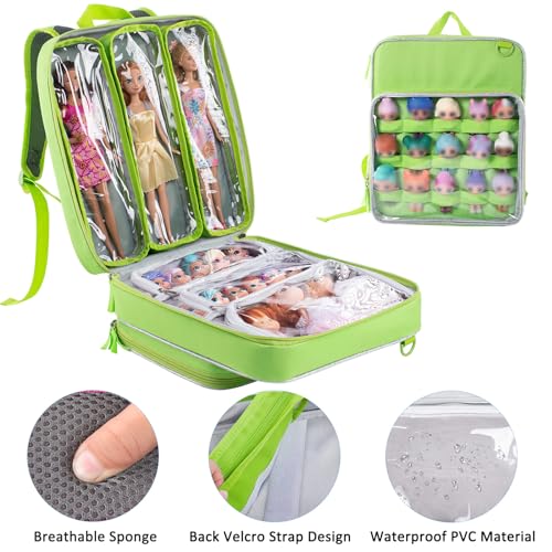 SFYBYHEART Doll Backpack - Doll Storage Organizer - Carrying Case Compatible with LOL Surprise Doll - Doll Organizer Storage Bag for LOL Dolls and Accessories with 6 Clear Window Pockets (Bag Only)