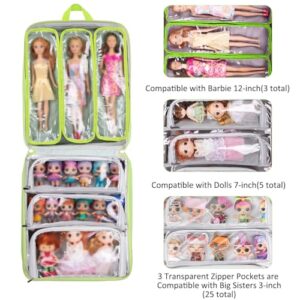 SFYBYHEART Doll Backpack - Doll Storage Organizer - Carrying Case Compatible with LOL Surprise Doll - Doll Organizer Storage Bag for LOL Dolls and Accessories with 6 Clear Window Pockets (Bag Only)