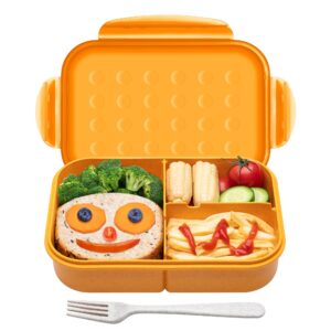 Itopor® Lunch Box,Ideal Leak-Proof Bento Box for Kids & Adults,Natural Wheat Fiber Material,Mom's Eco-Friendly Choice,Kids Lunch Box No BPA & Dyes,Healthy Food-Safe Lunch Container for Family(Orange)