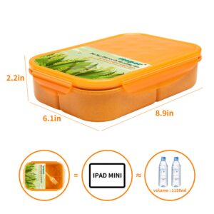 Itopor® Lunch Box,Ideal Leak-Proof Bento Box for Kids & Adults,Natural Wheat Fiber Material,Mom's Eco-Friendly Choice,Kids Lunch Box No BPA & Dyes,Healthy Food-Safe Lunch Container for Family(Orange)