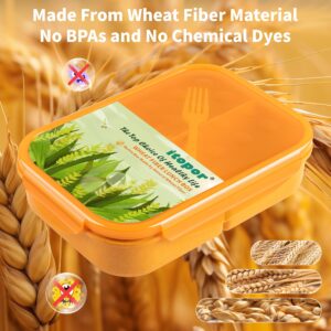 Itopor® Lunch Box,Ideal Leak-Proof Bento Box for Kids & Adults,Natural Wheat Fiber Material,Mom's Eco-Friendly Choice,Kids Lunch Box No BPA & Dyes,Healthy Food-Safe Lunch Container for Family(Orange)