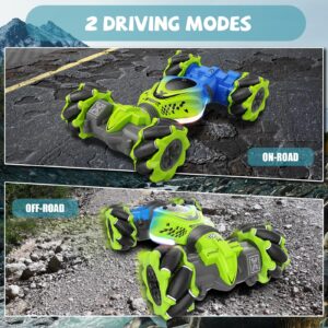 TIOYOTY Gesture Sensing RC Stunt Car with Lights Music, 4WD High Speed Gesture RC Car, 2.4Ghz Remote Control Watch Sensor 360° Rotating Drift, Ages 6-13 Kids Boys Girls Birthday Gift