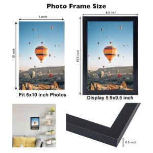 JCJMY 6x10 Picture Frame Black for Wall Hanging or Tabletop, Wall Mounting Horizontally or Vertically, 6 x 10 Wall Gallery Poster Photo Frame with Shatter Resistant Plexiglass, Black