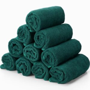 36 Packs of Bleach Proof Towels Microfiber Absorbent Salon Towels Bleach Resistant Salon Hand Towels for Gym, Bath, Spa, Shaving, Shampoo, Home Hair Drying, 16 x 28 Inches (Dark Green)