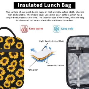 Durable Insulated Lunch Box, Reusable Adults Lunch Bag For Men And Women, Perfect For Work Picnics, Sunflower