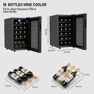 JINJUNYE 15-18 Bottle Wine Fridge, Wine Cooler with Temperature Control, Wine Refrigerator Glass Door for Red White Wine, Champagne, Sparking, Beer, Gift for Wine Lover