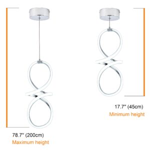 MAYNA Modern LED Pendant Lights Kitchen Island, Chrome Chandelier, 22W Adjustable Height Hanging Light Fixture for Kitchen Dining Room Bedroom Cafe Table, 1 Pack