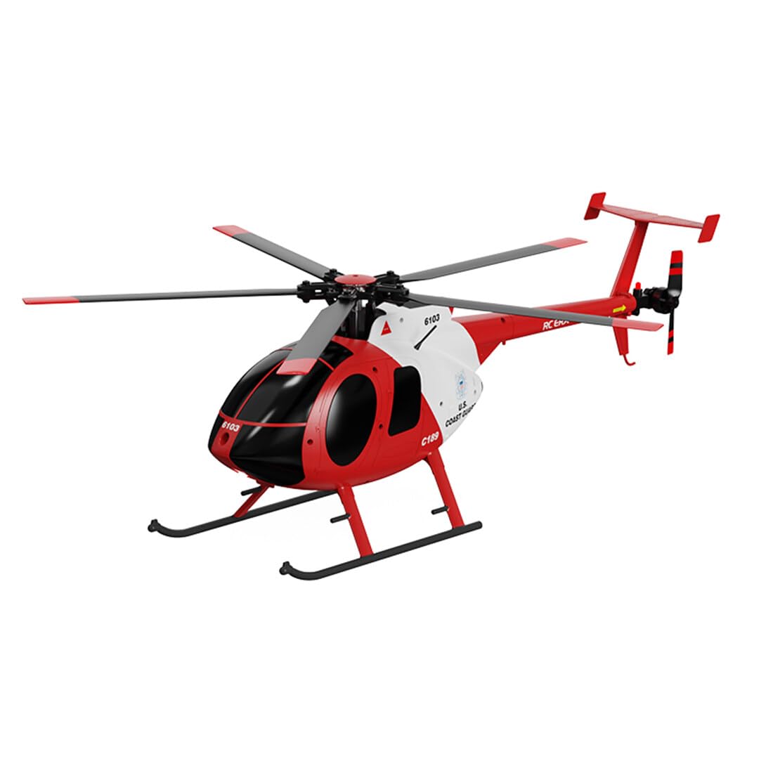 Newcomer MD500 C189 RC Helicopter, Aircraft Model 1/28 2.4G 4CH Single-Rotor Helicopter Model, Remote Helicopter Toys for Boys and Girls (RTF Version/Red and White)