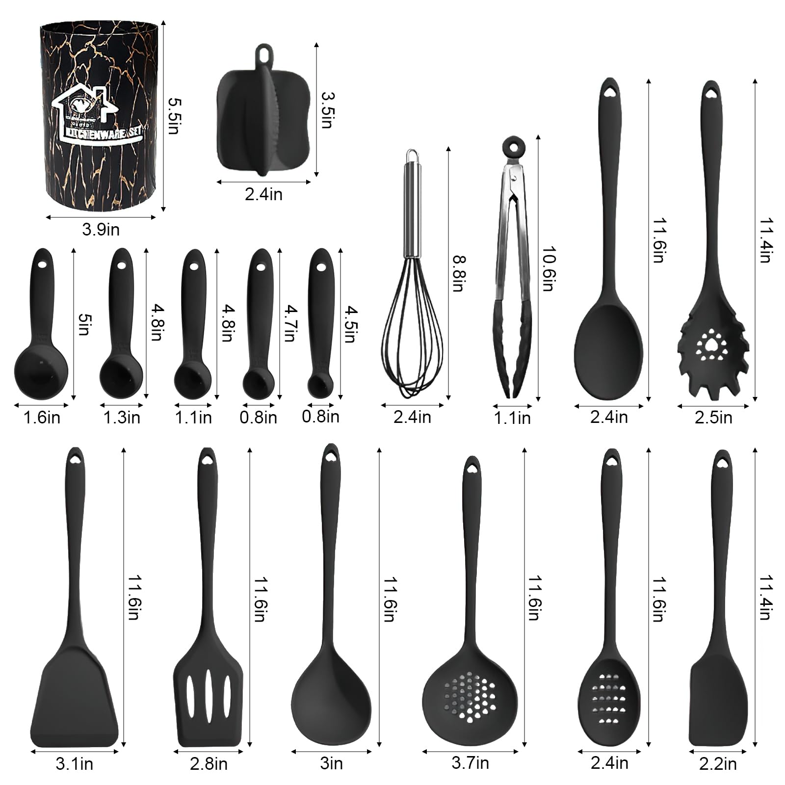 Kitchen Utensils Set, 18PCS Silicone Cooking Utensils Set, Kitchen Gadgets Tools Set for Nonstick Cookware Dishwasher Safe Heat Resistant Apartment Home & Kitchen Must Haves