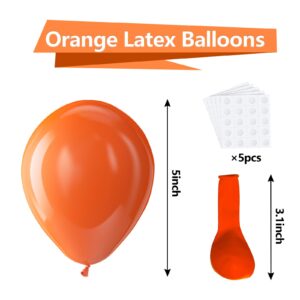 Bezente Orange Balloons Latex Party Balloons - 150 Pack 5 inch Matte Small Orange Helium Balloons for Birthday Wedding Baby Shower Halloween Party Decorations