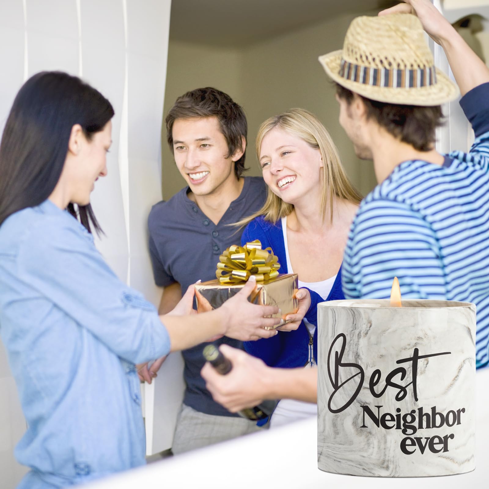 Best Neighbor Ever Gifts-6 oz Scented Candle Lavender Hello Neighbor Gifts for Neighbors New Neighbor Welcome Gift Funny Candles Goodbye Moving Housewarming Presents for New House for Neighbor