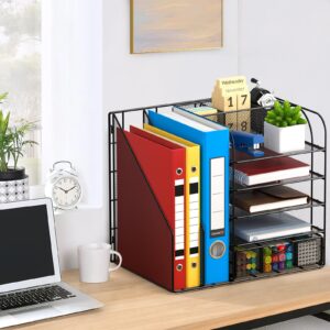 Desk Organizers and Accessories - 5-Tier Desk Organizer Office Supplies with File Holder, Sliding Drawers & Pen Holder, Desktop File Organizer and Storage for Office, School, Home