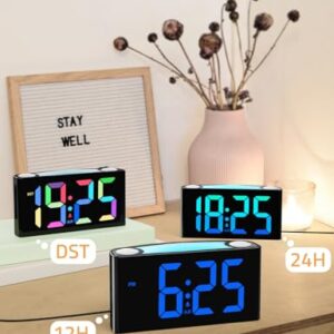 Mesqool Digital Alarm Clock with Bed Shaker & RGB LED Display - Loud for Heavy Sleepers, 7-Color Night Light & Dimmer, Easy Set for Kids, Teens, Elders & Hearing Impaired