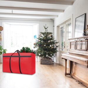 HikooLSS Small Christmas Tree Storage Bag 4Ft/5Ft Heavy Duty Reusable 600D Oxford Fabric Waterproof Dustproof Xmas Tree Bag/Container/Holder for Short Artificial Christmas Tree(39" X 12" X 24") Red