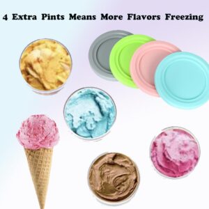 Deelink Ice Cream Containers Replacement for Ninja Creami Pints and Lids 16oz Compatible with NC300 NC301 NC299AMZ BPA-Free Dishwasher Safe Airtight Leaf-Proof Pack of 4 Pink Green Blue Grey