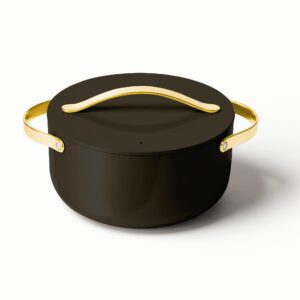 caraway nonstick ceramic dutch oven pot with lid (6.5 qt, 10.5") - non toxic, ptfe & pfoa free - oven safe & compatible with all stovetops (gas, electric & induction) - black