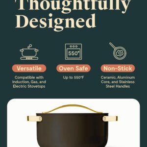 Caraway Nonstick Ceramic Dutch Oven Pot with Lid (6.5 qt, 10.5") - Non Toxic, PTFE & PFOA Free - Oven Safe & Compatible with All Stovetops (Gas, Electric & Induction) - Black