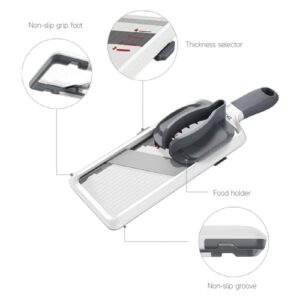 ZKIRON Multi Handheld Mandoline Slicer - Adjustable Stainless Steel Blade, Comfort Grip, Safety Features, Easy to Clean, Ideal for Speedy Slicing of Fruits and Vegetables (Gray)