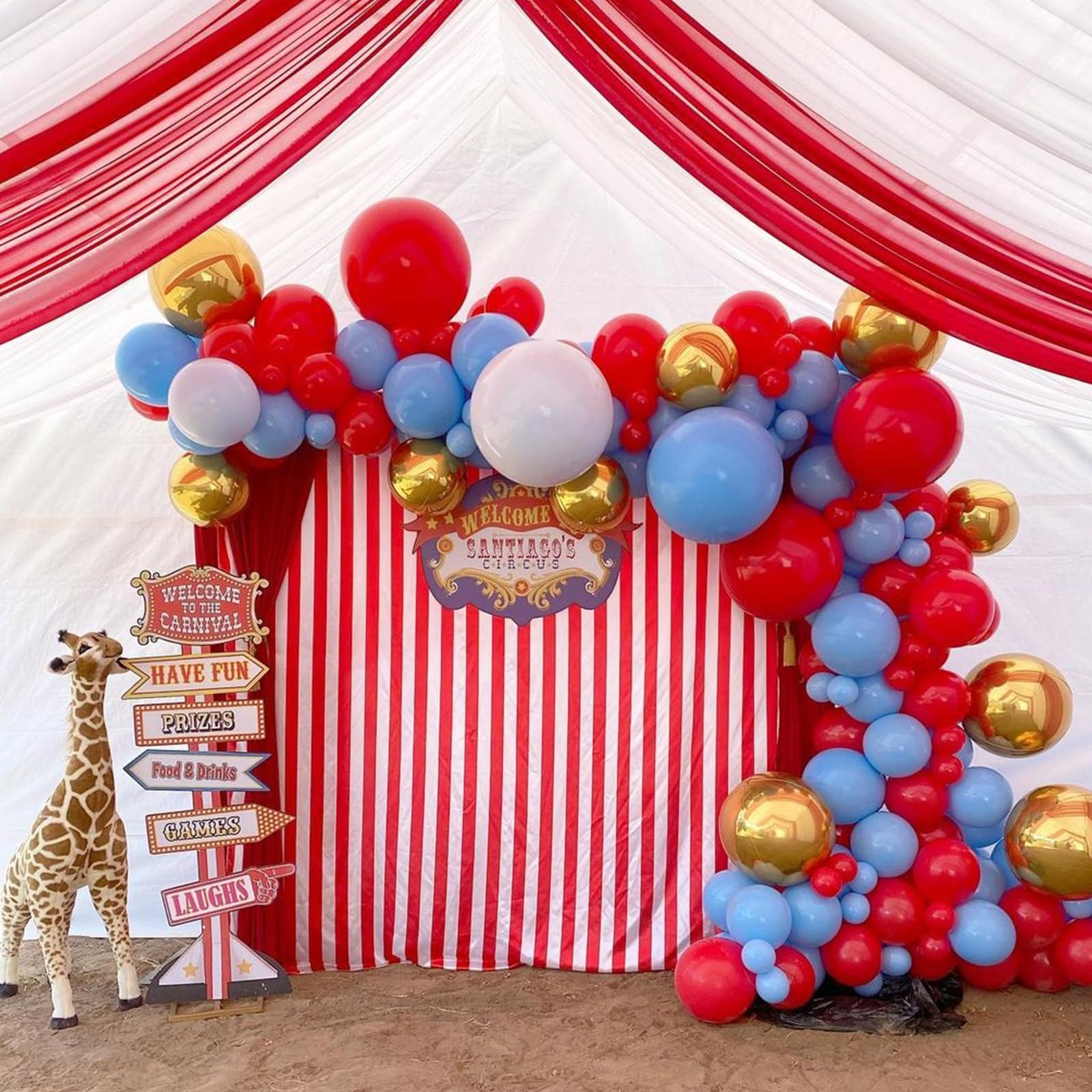 Carnival Circus Balloon Garland Arch Kit-165pcs Red Blue Metallic Chrome Gold Latex Balloons with Star Foil Balloons for Cartoon Hedgehog Carnival Circus Theme Birthday Party Baby Shower Decorations