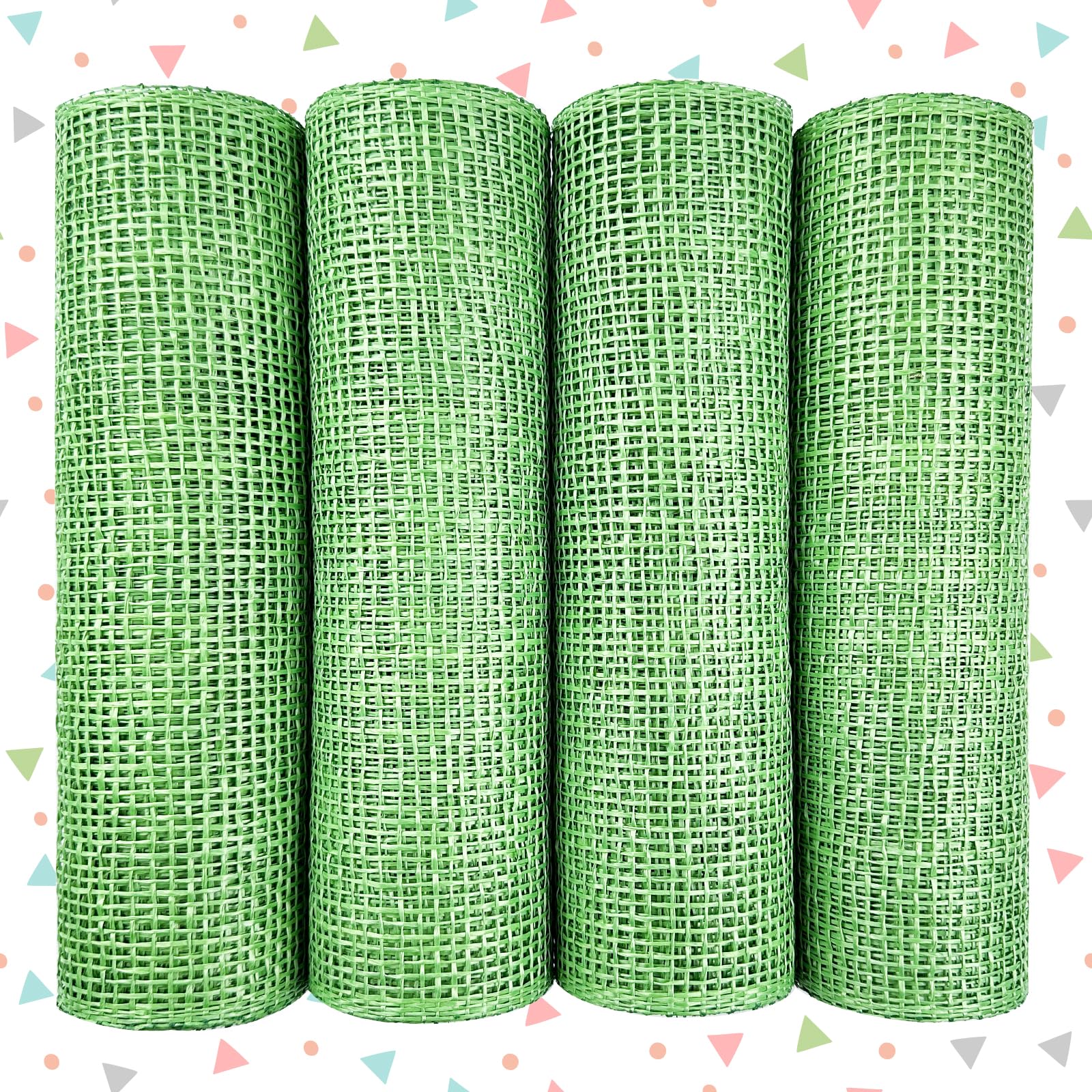 4 Rolls Poly Burlap Mesh 10 inch, Poly Burlap Deco mesh Rolls Green for Christmas Decoration, Wreath Making,DIY Party Wrapping Craft